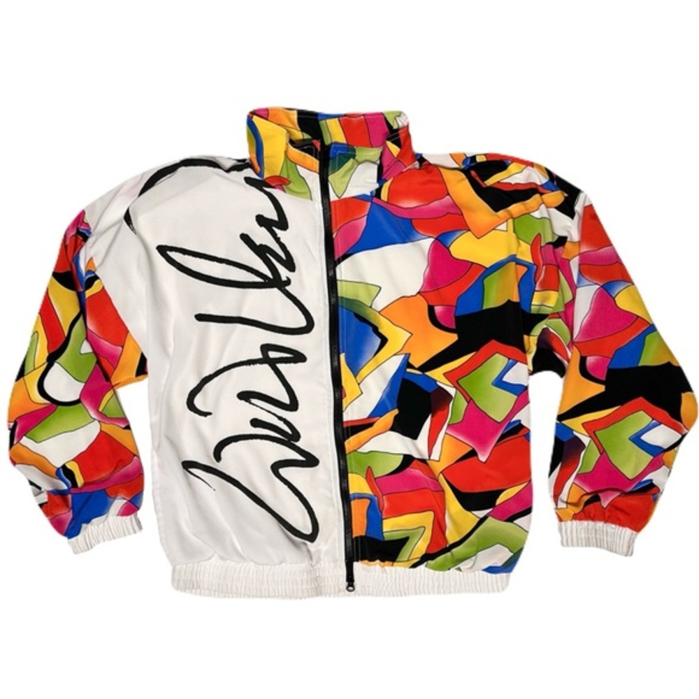 Vtg 80s Colorful William Serbin Colorblock Windbreaker Bright Retro Sporty Large